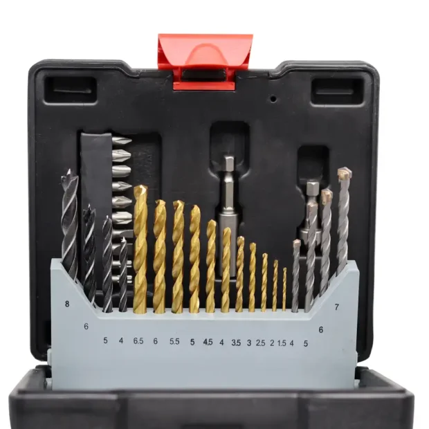 31pcs drills and screw driver bit set for wood, metal and masonry