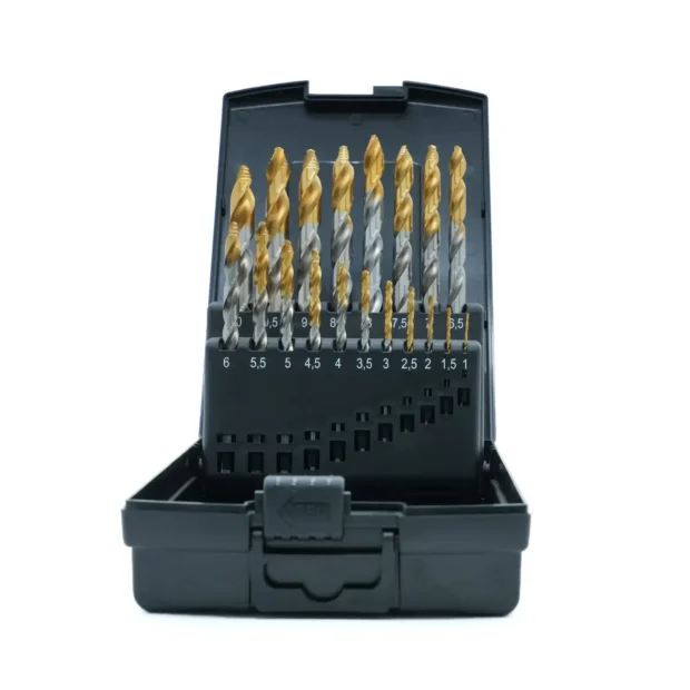 HSS Step Point Drill Bit with Tin-coating 19pcs Set