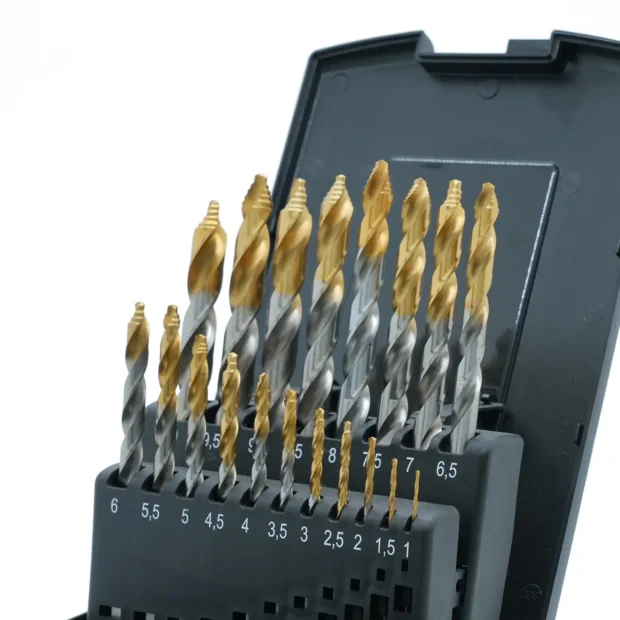 HSS Step Point Drill Bit with Tin-coating 19pcs Set