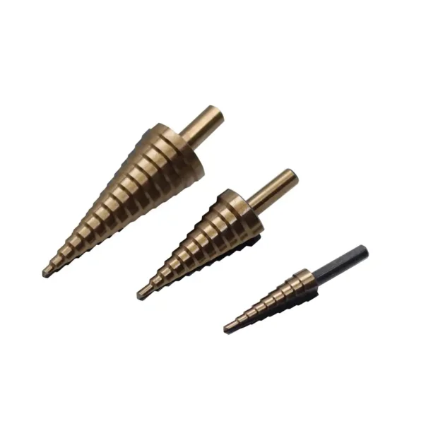 Straight Flute HSS Step Drill Bit – Amber Finish, Cylindrical Shank