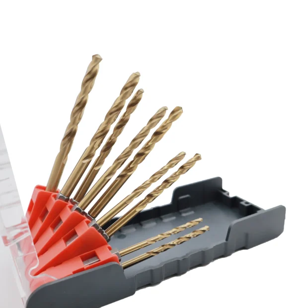 Hex Shank Titanium Coated Twist Drill Bit Set – 9PCS (1/4" Shank)