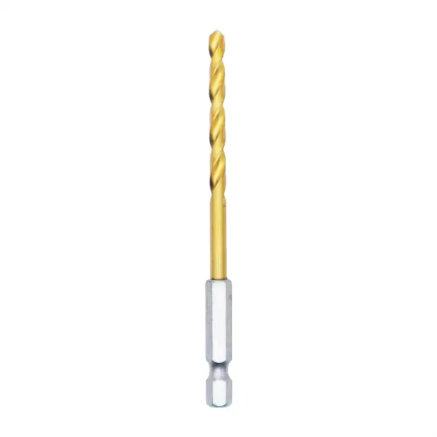 Hex Shank Titanium Coated Twist Drill Bit – 1/4" Shank
