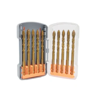 10pcs Hex Shank Golden Coating Four-Flute Sawtooth Eccentric Drill Bit Set