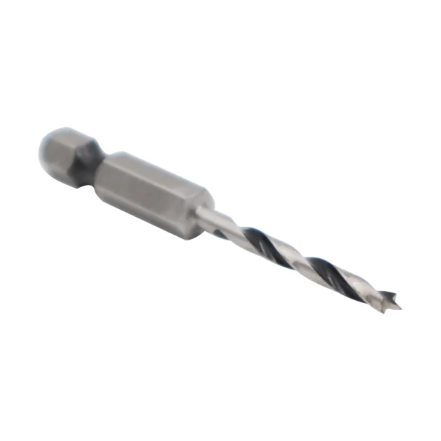 HSS Stubby Brad Point Woodworking Drill Bit with Hex Shank