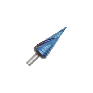 Spiral Flute Step Drill Bit – HSS with Nano Blue Coating & Round Shank