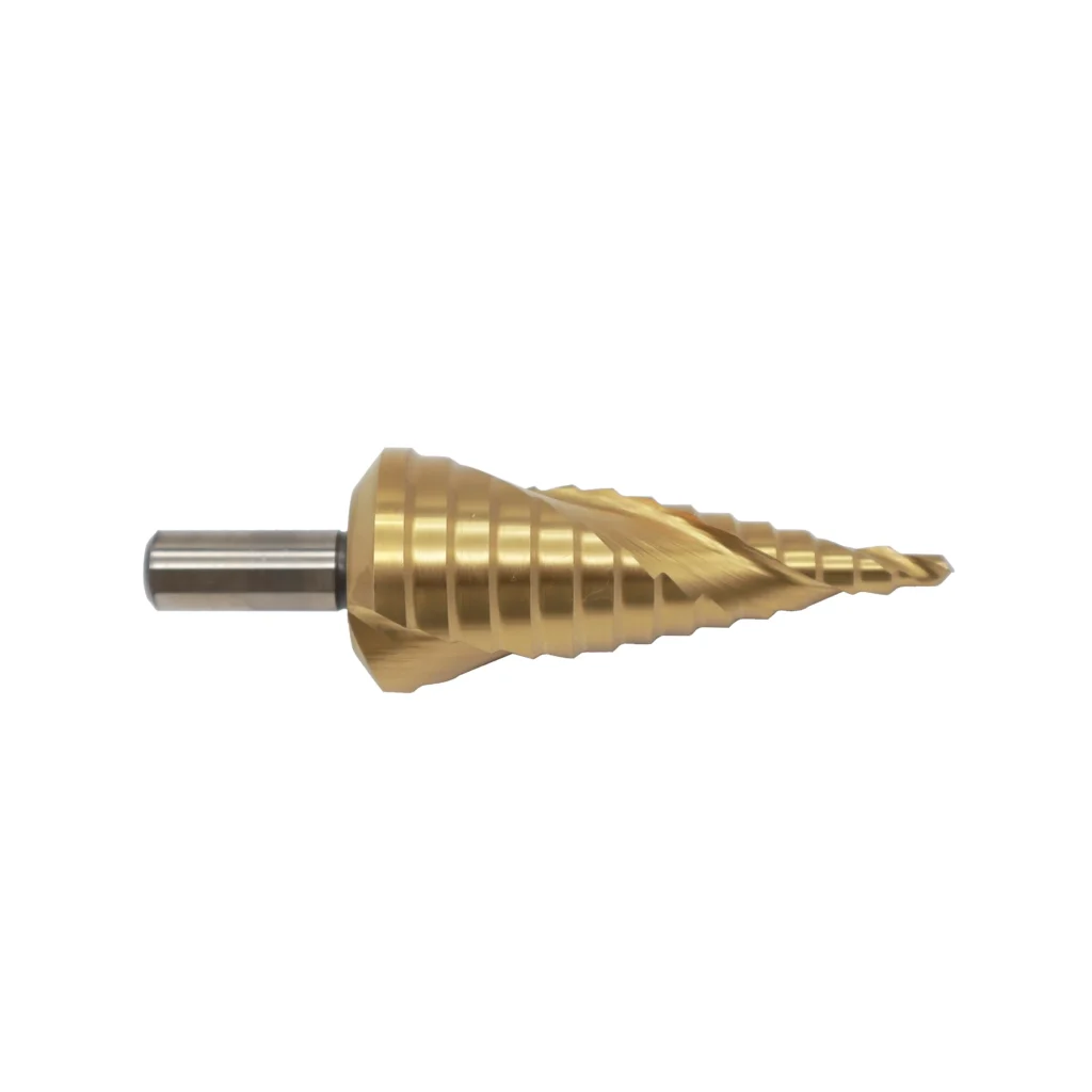 Spiral Groove Step Drill Bit Titanium Coating Round Shank