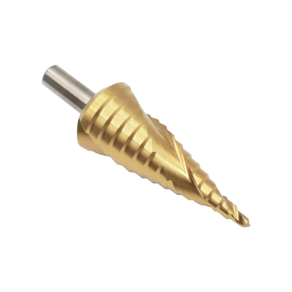 Spiral Groove Step Drill Bit Titanium Coating Round Shank