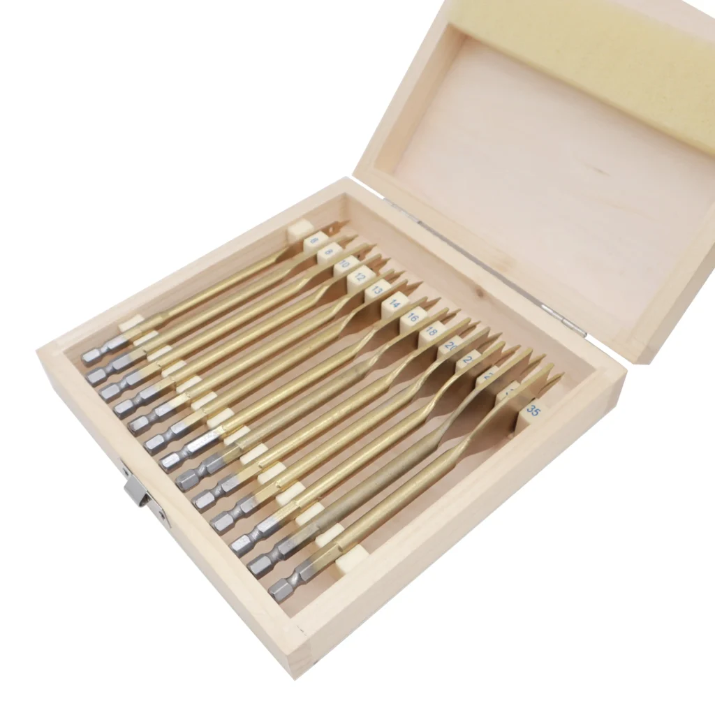 13PCS TiN Coated Spade Drill Bit Set with Quick Change Shank